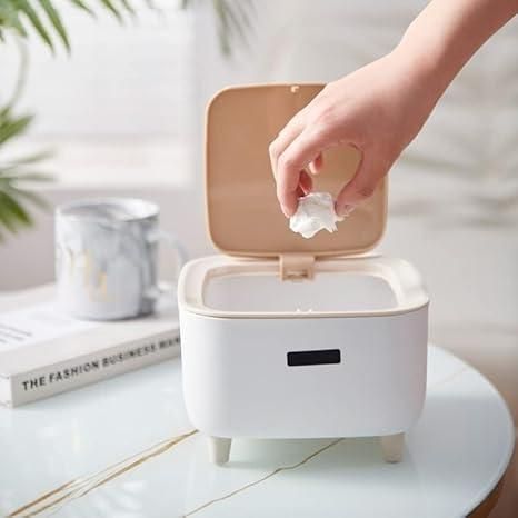 Desk Push Button Trash Bin